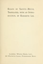 Cover of: Essays by Sainte-Beuve by Charles Augustin Sainte-Beuve