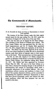 Cover of: Annual Report of the Trustees by State Library of Massachusetts, State Library of Massachusetts