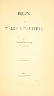 Cover of: Essays in Welsh literature