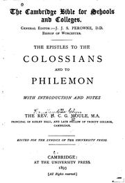 Cover of: The Epistles to the Colossians and to Philemon