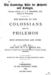 Cover of: The Epistles to the Colossians and to Philemon by Handley C. G. Moule