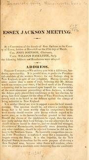 Cover of: Essex Jackson meeting. by [Democratic party. Massachusetts. Essex Co.]
