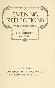 Evening reflections and other poems by V. I. Cuthbert