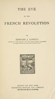 Cover of: eve of the French revolution