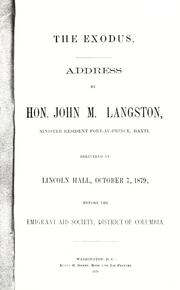 Cover of: The exodus by John Mercer Langston