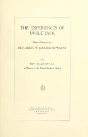 Cover of: The experiences of Uncle Jack by W. Ed Snyder, W. Ed Snyder