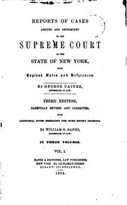 Cover of: Reports of Cases Argued and Determined in the Supreme Court of the State of New York