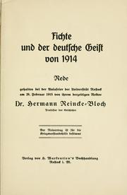 Cover of: Fichte und der deutsche Geist von 1914.