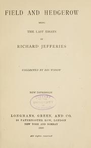 Cover of: Field and hedgerow by Richard Jefferies