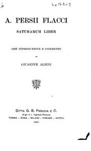 Cover of: Saturarum liber by Aulus Persius Flaccus