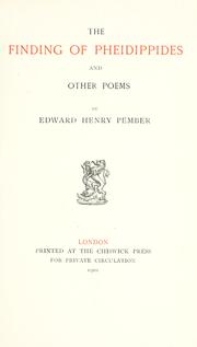 Cover of: The finding of Pheidippides by Edward Henry Pember