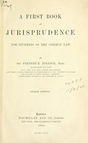 Cover of: first book of jurisprudence for students of the common law.