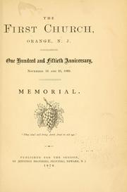 The First Church, Orange, N. J by First Presbyterian Church (Orange, N.J.)