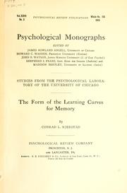 The form of the learning curves for memory by Conrad Lund Kjerstad