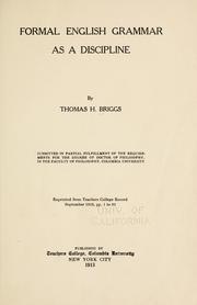 Cover of: Formal English grammar as a discipline | Briggs, Thomas Henry