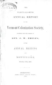 Cover of: The forty-eighth annual report of the Vermont Colonization Society