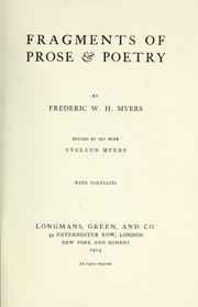 Cover of: Fragments of prose & poetry by Frederic William Henry Myers