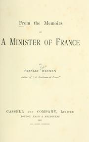 Cover of: From the memoirs of a minister of France by Stanley John Weyman