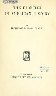 Cover of: frontier in American history.