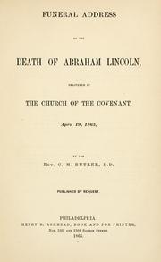 Cover of: Funeral address on the death of Abraham Lincoln by C. M. Butler