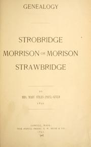 Cover of: Genealogy.: Strobridge Morrison or Morison Strawbridge.