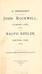 Cover of: A genealogy of the families of John Rockwell by James Boughton