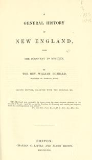 Cover of: A general history of New England by William Hubbard