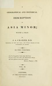 Cover of: A geographical and historical description of Asia Minor by Cramer, J. A.