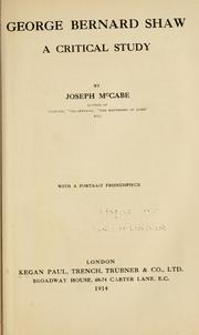 Cover of: George Bernard Shaw by Joseph McCabe