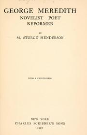Cover of: George Meredith: novelist, poet, reformer