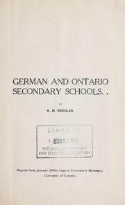 Cover of: German and Ontario secondary schools.