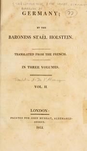 Cover of: Germany by Madame de Staël