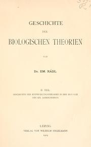 Cover of: Geschichte der biologischen Theorien in der Neuzeit