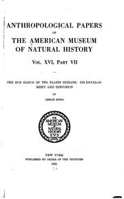 Cover of: The Sun Dance of the Plains Indians: Its Development and Diffusion