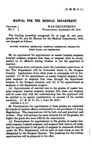 Cover of: Manual for the Medical Department by United States. Army Medical Dept., United States. Surgeon-General's Office.