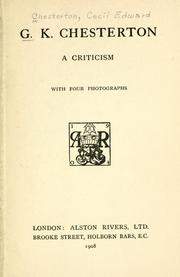 Cover of: G. K. Chesterton, a criticism.