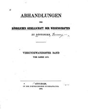 Cover of: Abhandlungen der königlichen Gesellschaft der Wissenschaften zu Göttingen by Königliche Gesellschaft der Wissenschaften zu Göttingen, Königliche Gesellschaft der Wissenschaften zu Göttingen