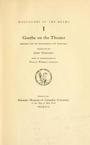 Cover of: Goethe on the theater: selections from the Conversations with Eckermann