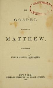 Cover of: The Gospel according to Matthew ...