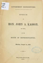 Cover of: Government expenditures. by Kasson, John A.