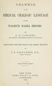 Cover of: Grammar of the Biblical Chaldaic language and the Talmud Babli Idioms.