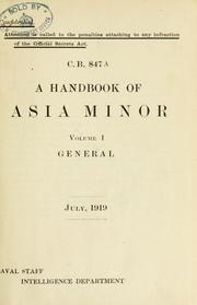 Cover of: A handbook of Asia Minor by Great Britain. Naval Intelligence Division.