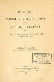 Cover of: Hand-book of procedure in criminal cases before justices of the peace by Seager, Charles
