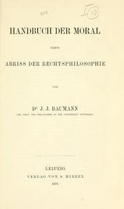 Cover of: Handbuch der Moral, nebst Abriss der Rechtsphilosophie