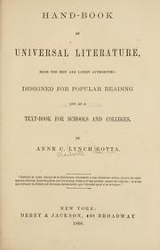 Cover of: Hand-book of universal literature, from the latest and best authorities: designed for popular reading and as a text-book for schools and colleges