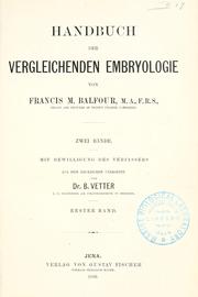 Cover of: Handbuch der vergleichenden Embryologie