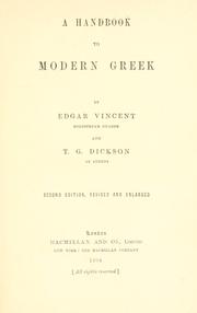 A handbook to modern Greek by Edgar Vincent