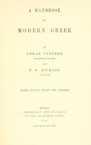 Cover of: A handbook to modern Greek by Edgar Vincent, Edgar Vincent