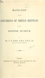 Cover of: Hand-list of the specimens of shield reptiles in the British Museum