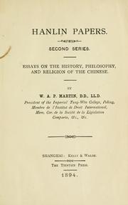 Cover of: Hanlin papers.: Second series.  Essays on the history, philosophy, and religion of the Chinese.